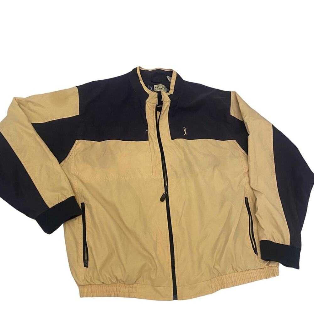 Men's Vintage PGA Tour Original XXL Full Zip Windbreaker in yellow and blue